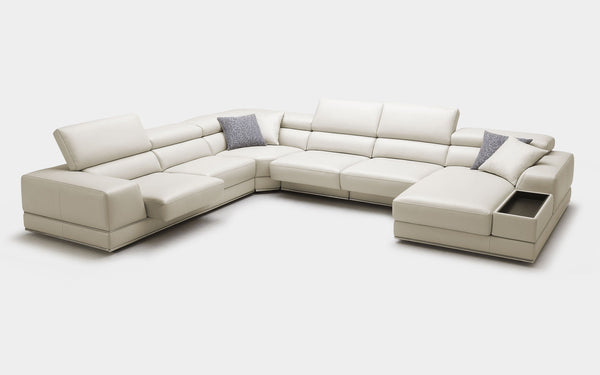 Geranium 6pc Modern Motion Leather Sectional with Storage