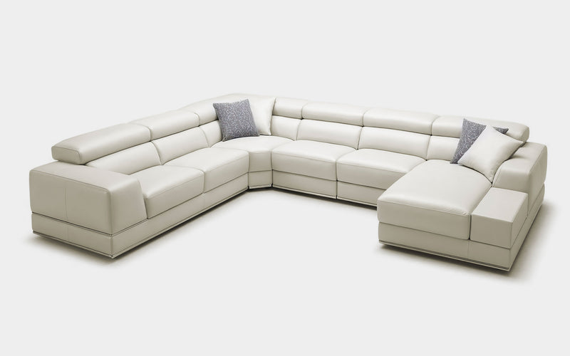 Geranium Modern Motion Leather Sectional with Storage